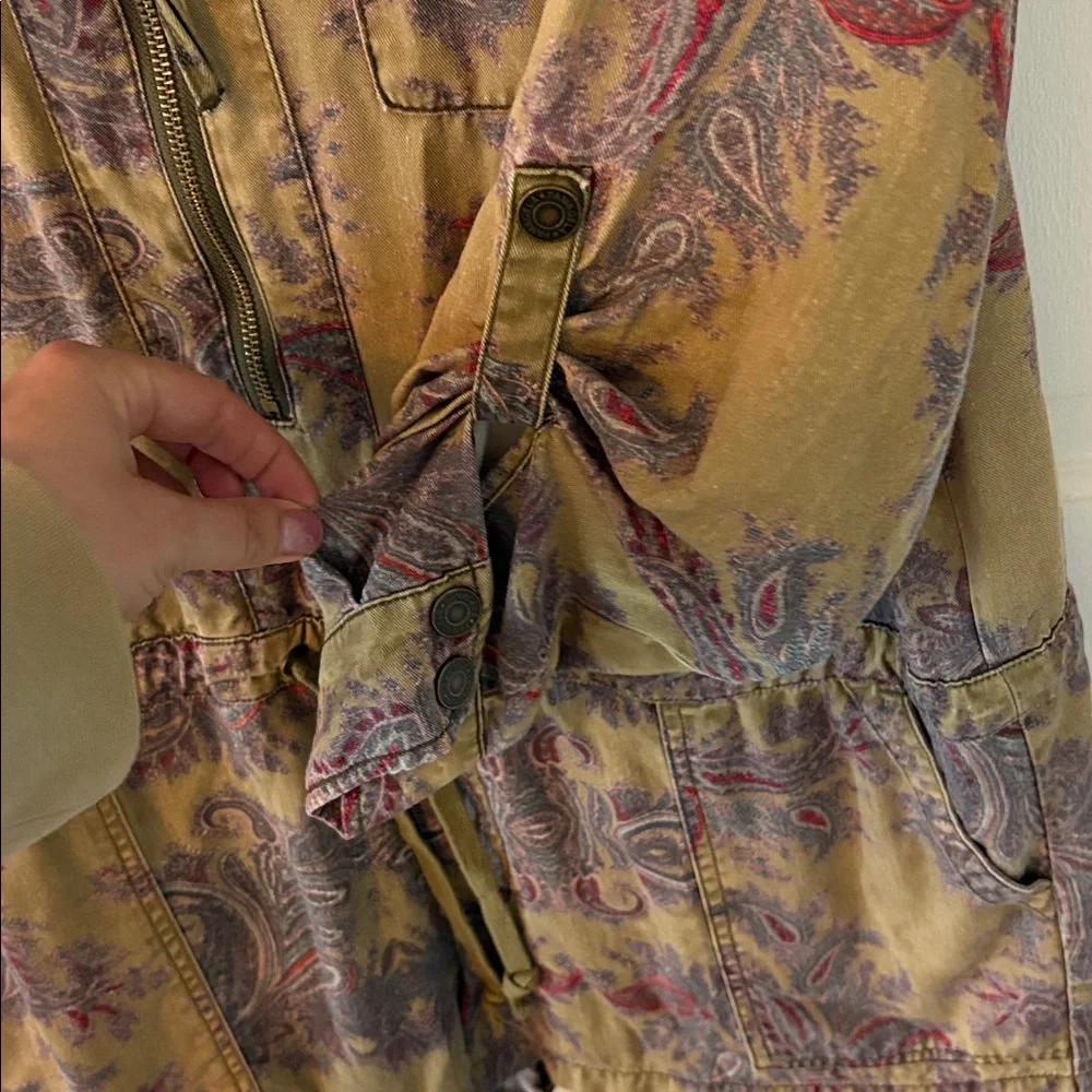 Pam & Gela Paisley Romper | Utility Style | Long Sleeve | Boho Chic - Picture 6 of 7